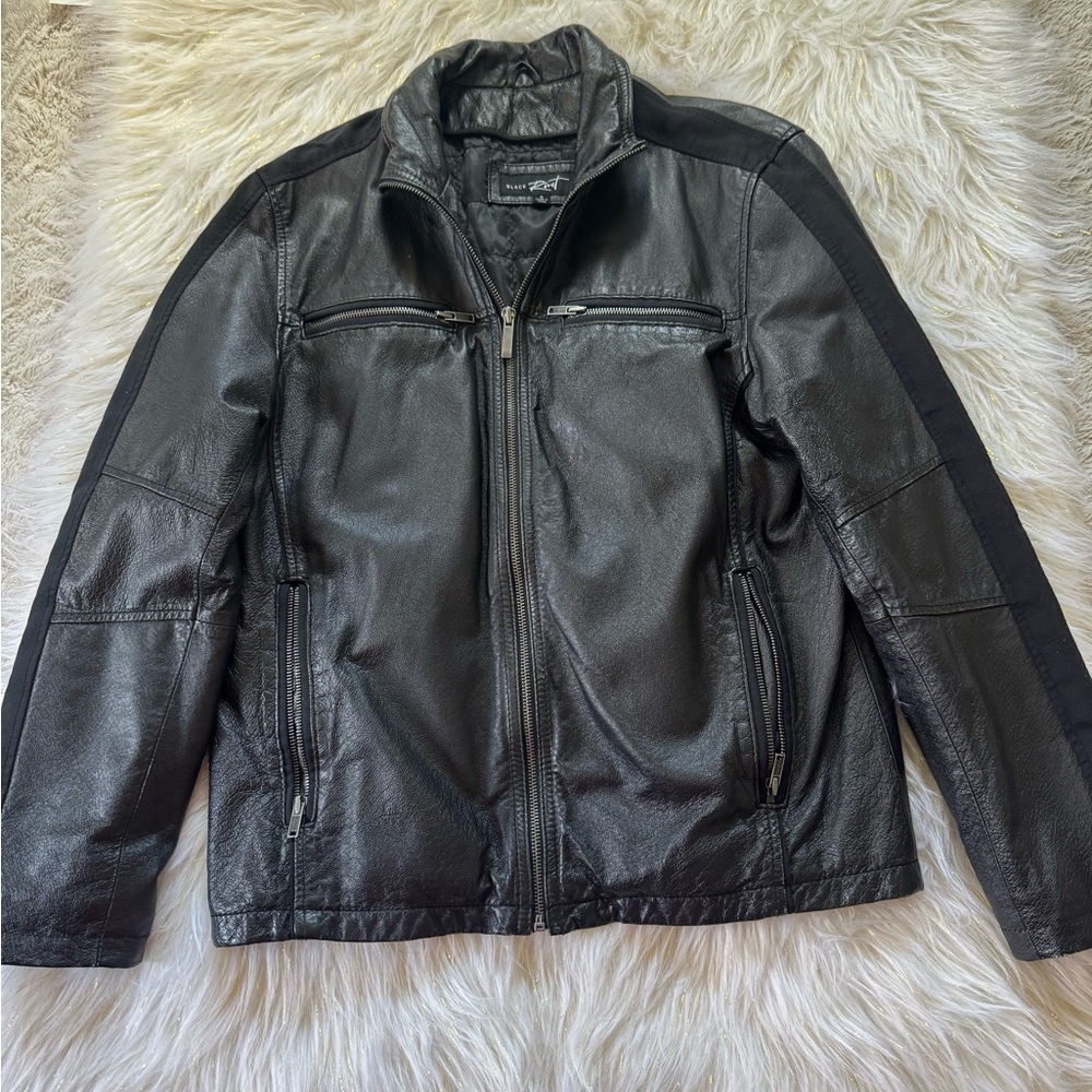 Black Rivet Men's Black Leather Jacket